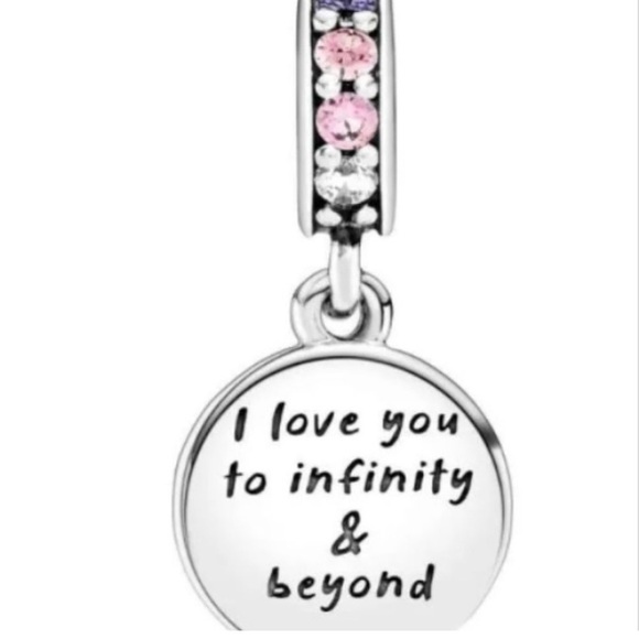 Glittering Infinity Hearts and Stars Dangle Pandora Charm - Picture 2 of 6